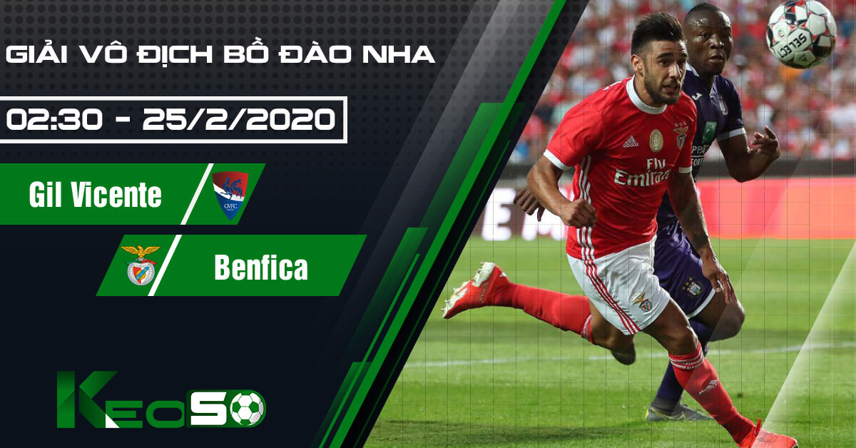 Soi kèo, nhận định Gil Vicente vs Benfica lúc 02h30 ngày 25/02/2020
