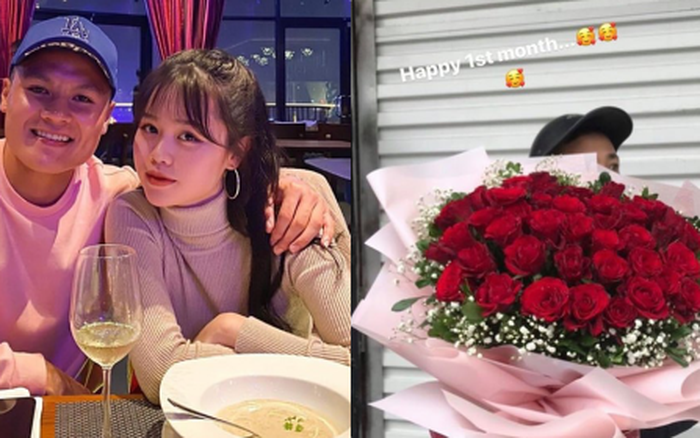 Quang Hải tặng đóa hồng siêu to khổng lồ cho Huỳnh Anh nhân dịp kỷ niệm 1 tháng hẹn hò